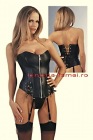 corset negru piele naturala