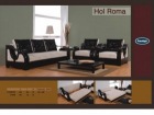 Set  extensibil wenge cu bej canapea cu 2 fotolii Roma