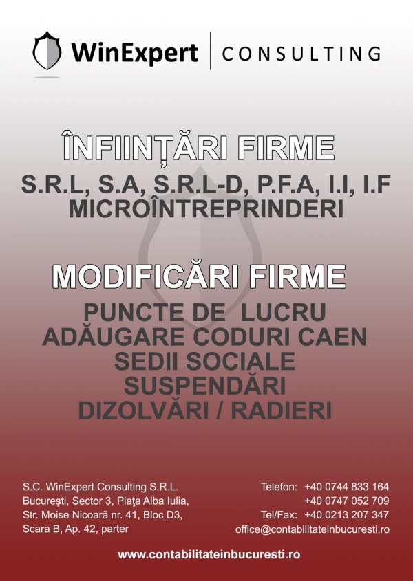 Infiintare firma contabilitate primara